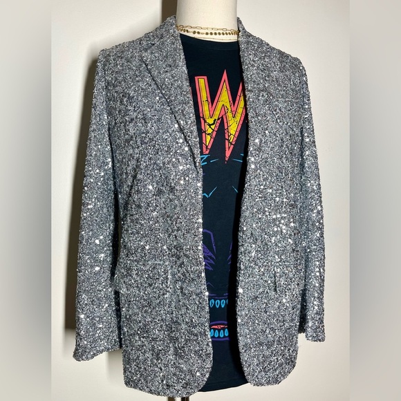 Zadig & Voltaire | Vivi Sequin Blazer in Silver | Party Jacket | Women’s 38 (M) - Picture 1 of 8